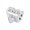wholesale 925 Sterling Silver Treasure Chest Bow Heart Opal Dangle Charm Bead For Bracelet-0-0