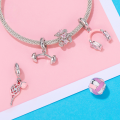 wholesale 925 Sterling Silver Pink Enamel Volleyball Charm Bead For Bracelet-0-1