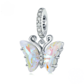 wholesale Sterling silver S925 resin zircon aurora butterfly pendant bracelet, unique insect charm-0-3