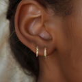 wholesale S925 Sterling Silver Geometric Earrings With Colored Zircon, Minimalist Style, Versatile Trendy Ear Cuffs-0-2