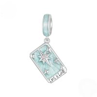 wholesale Sterling Silver S925 Tarot Lovers Pendant, Pink Enamel Card Charm Bracelet-undefined