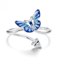 wholesale 925 Sterling Silver Blue Enamel Butterfly Cubic Zirconia Stud Earrings For Women-0-4