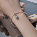 wholesale Sterling Silver 925 Blue Basketball Bead Bracelet, Rhodium-Plated Zircon Pendant-0-2