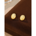 wholesale S925 Sterling Silver Hammered Texture Oval Earrings, French-style Fashionable And Versatile-0-1