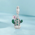 wholesale S925 Silver Cactus Beaded Pendant Charm Fine Desert Bracelet Accessory-0-3