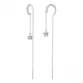 wholesale S925 Sterling Silver Hoop Earrings With Cubic Zirconia Long And Minimalist Style Bse830-0-0
