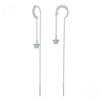 wholesale S925 Sterling Silver Hoop Earrings With Cubic Zirconia Long And Minimalist Style Bse830-undefined