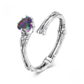 wholesale S925 Silver Adjustable Skull Heart Open Ring For Halloween Wholesale-0-0