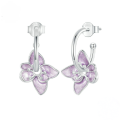 wholesale S925 silver platinum-plated purple flower earrings, trending tiny studs for women-0-0