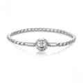 wholesale S925 silver plated platinum vintage concave flower basic bracelet-0-0