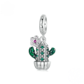 wholesale S925 Silver Cactus Beaded Pendant Charm Fine Desert Bracelet Accessory-0-0