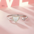 wholesale S925 Sterling Silver Plated White Gold Adjustable Heart Ring For Valentine's Day-0-1