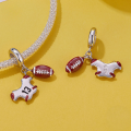 wholesale 925 Sterling Silver Red Football Ball Jersey Number 13 Dangle Charm For Bracelet-0-1