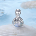 wholesale 925 Sterling Silver Blue Opal Starfish Dangle Charm With Cubic Zirconia For Bracelet-0-2