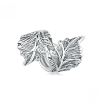 wholesale Sterling Silver S925 Autumn Leaf Beads Bracelet Handmade Charms SCC2575-undefined