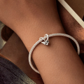 wholesale Sterling Silver Oxidized Beaded Bracelet Minimalist Heart Love Knot Design-0-4