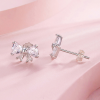 wholesale 925 Sterling Silver Bow Cubic Zirconia Stud Earrings For Women-undefined