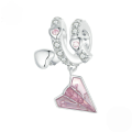 wholesale S925 Sterling Silver Plated White Gold Pink Paper Airplane Love Letter Pendant Charm Bracelet-0-0