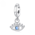 wholesale Metal charms: Evil Eye beads, s925 silver-plated white gold, DIY bracelet parts-0-0
