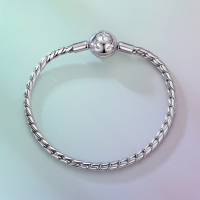 wholesale S925 silver plated platinum vintage concave flower basic bracelet-undefined