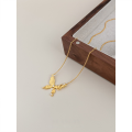 wholesale S925 Sterling Silver French Retro Butterfly Necklace With Zircon For Women, Elegant And Stackable-0-1