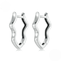 wholesale Sterling silver s925 minimalist wave-shaped ear cuffs, stylish hoop earrings for women-undefined