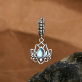 wholesale S925 sterling silver moonstone bracelet pendant loose beads lotus trending-0-3