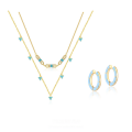 wholesale S925 Sterling Silver Retro Style Turquoise Fishtail Fringe Earrings And Necklace Set,。-0-0