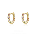 wholesale 925 Sterling Silver Retro Rainbow Zircon Ear Clasps For Women,ins, Cross-border Ready Stock-0-0