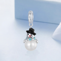 wholesale S925 sterling silver metal beads, cute snowman Christmas bracelet charms-0-2