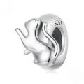 wholesale S925 silver cute cat silicone spacer beads versatile bracelet diy charm-0-0
