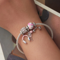 wholesale 925 Sterling Silver Pink Enamel Volleyball Charm Bead For Bracelet-0-2