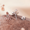 wholesale Silver plated mini flower earrings, Korean style, S925 pure silver, for women-0-3