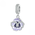 wholesale Sterling silver S925 pansy charm bead bracelet, flower-shaped loose beads SCC2583-0-4
