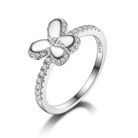 wholesale Sterling Silver 925 Butterfly Jewelry Set Earrings Ring Necklace 4-piece-undefined