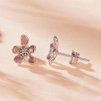 wholesale Silver plated mini flower earrings, Korean style, S925 pure silver, for women-undefined