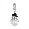 wholesale S925 sterling silver metal beads, cute snowman Christmas bracelet charms-0-0