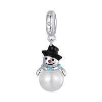 wholesale S925 sterling silver metal beads, cute snowman Christmas bracelet charms-undefined