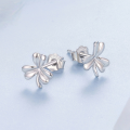 wholesale Sterling Silver Simple Clover Stud Earrings S925 Pure Silver Flower Fashion Jewelry-0-3