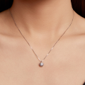 wholesale S925 Silver Platinum-plated Moissanite Flower Bud Necklace Lightweight Luxury For Girlfriend-0-4