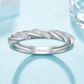 wholesale 925 silver twisted design ring with pave diamond band, minimalist luxury, open tail style-0-3