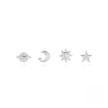 wholesale S925 Sterling Silver Minimalist Star And Moon Earring Set, Best-selling In Europe And America, Versatile And Elegant-0-4