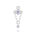 wholesale S925 Sterling Silver Zircon-inlaid Natural Moonstone Flat Threaded Ear Cartilage Stud, Korean Style Niche Premium Jewelry-0-14