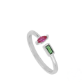 wholesale S925 Sterling Silver Ring With Irregular Colored Zircons, Gold Plated, Adjustable, Minimalist-0-4