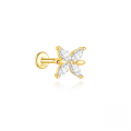 wholesale S925 Sterling Silver Pearl Butterfly Spiral Cartilage Ear Stud With Geometric Zircon Inlay-0-4
