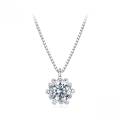 wholesale S925 Silver Platinum-plated Moissanite Flower Bud Necklace Lightweight Luxury For Girlfriend-0-0