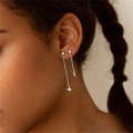 wholesale S925 Sterling Silver Simple Zircon-inlaid Chain Tassel Star And Moon Ear Studs-0-2