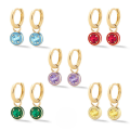 wholesale S925 Sterling Silver Round Cocktail Huggie Hoop Earrings With Colorful Enamel Drops-0-0