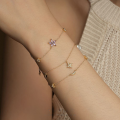 wholesale S925 Sterling Silver Flower And Star Charm Bracelet With Zircons, Women's Light Luxury Minimalist Trendy Cross-border Jewelry-0-1