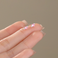 wholesale S925 Sterling Silver Sweetheart Candy Earrings Women, Korean Style Small And Simple, Sweet Pink Zircon, Fresh And Fashionable Versatile-0-2